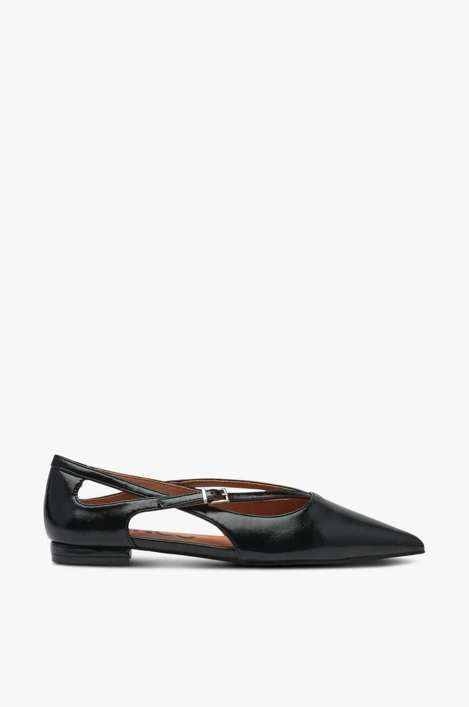 Hot Ballerinaskor Biabari Cut Out Pointy Flat Faux Leather Ballerinaskor