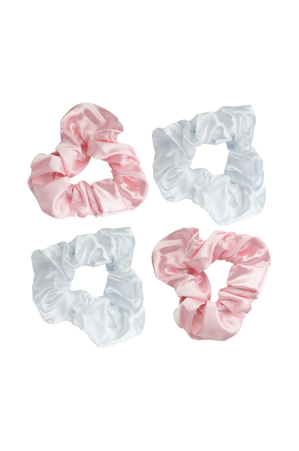 Online Pink & White Satin Scrunchies 3 Pcs Håraccessoarer|Håraccessoarer