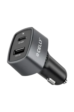 Celly Mobiler, Tablet & Tillbehör > Billaddare 1xusb-c PD 1xusb-a 65w