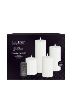 DeluxeHomeart Ljus & Doft > LED Presentask Pelarljus 4 st + fjärrkontroll
