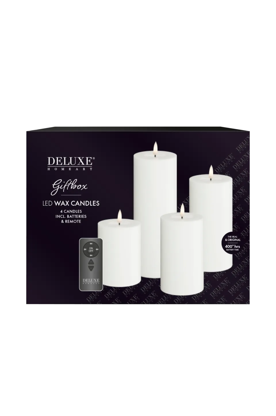 DeluxeHomeart Ljus & Doft > LED Presentask Pelarljus 4 st + fjärrkontroll