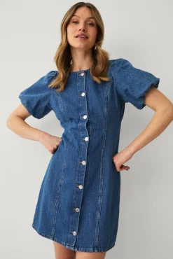 Ellos Klänningar > Collection Jeansklänning med puffärmar