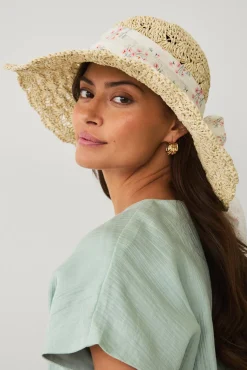 Discount Collection Stråhatt med rosett Hattar & Kepsar