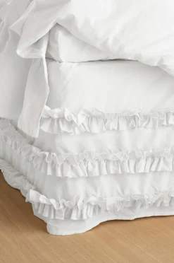 Clearance Home Sängkappa Juliette Curve Frill i tvättad bomull 52 cm Sängkappor