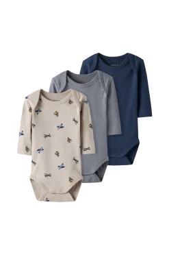 New baby Bodys nbmBody LS Airplane 3-pack Bodies