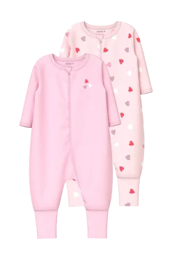 Name it Sovkläder & Myskläder > baby Pyjamasoverall nbfNightsuit Zip FF Car. Heart N 2-pack