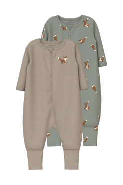 Name it Sovkläder & Myskläder > baby Pyjamasoverall nbmNightsuit Zip FF Fox 2-pack