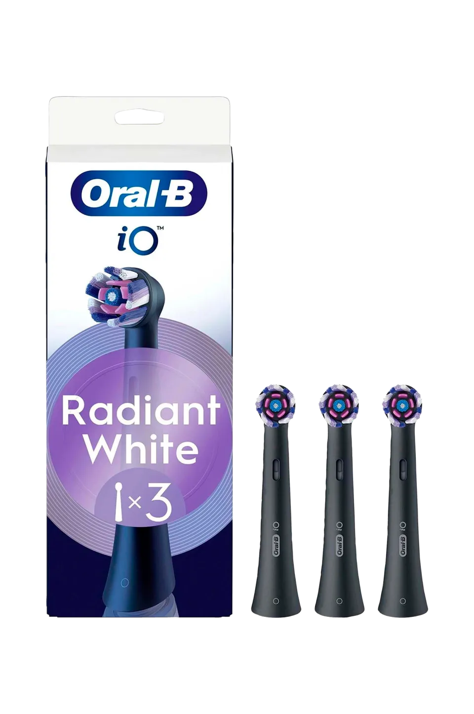 Outlet Borsthuvud iO Radiant White Black 3-pack Tandvård