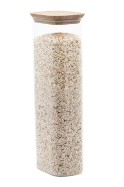 Pebbly Köksförvaring > Rektangulär matförvaring i glas med bambulock - Storlek Xl