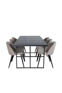 Discount Matgrupp Leif med 6 st matstolar Velvet Stitches Matgrupper