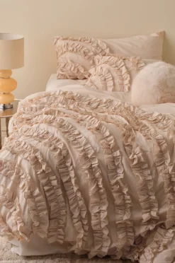 Clearance Home Påslakan Juliette Curve Frill i tvättad bomull 2 delar Påslakan