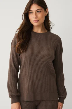 Clearance TUDIO juk ribbtickad tröja Sweatshirts & Hoodies|Loungewear & Myskläder