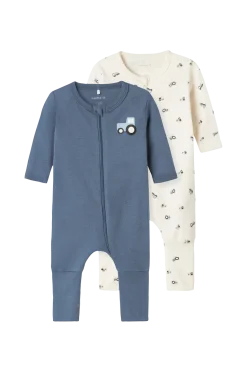 Best baby Pyjamas nbmNightsuit Zip FF Jet Tractor 2-pack Sovkläder & Myskläder