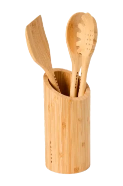 Bestickset 3 pcs & hållare bambu Köksredskap